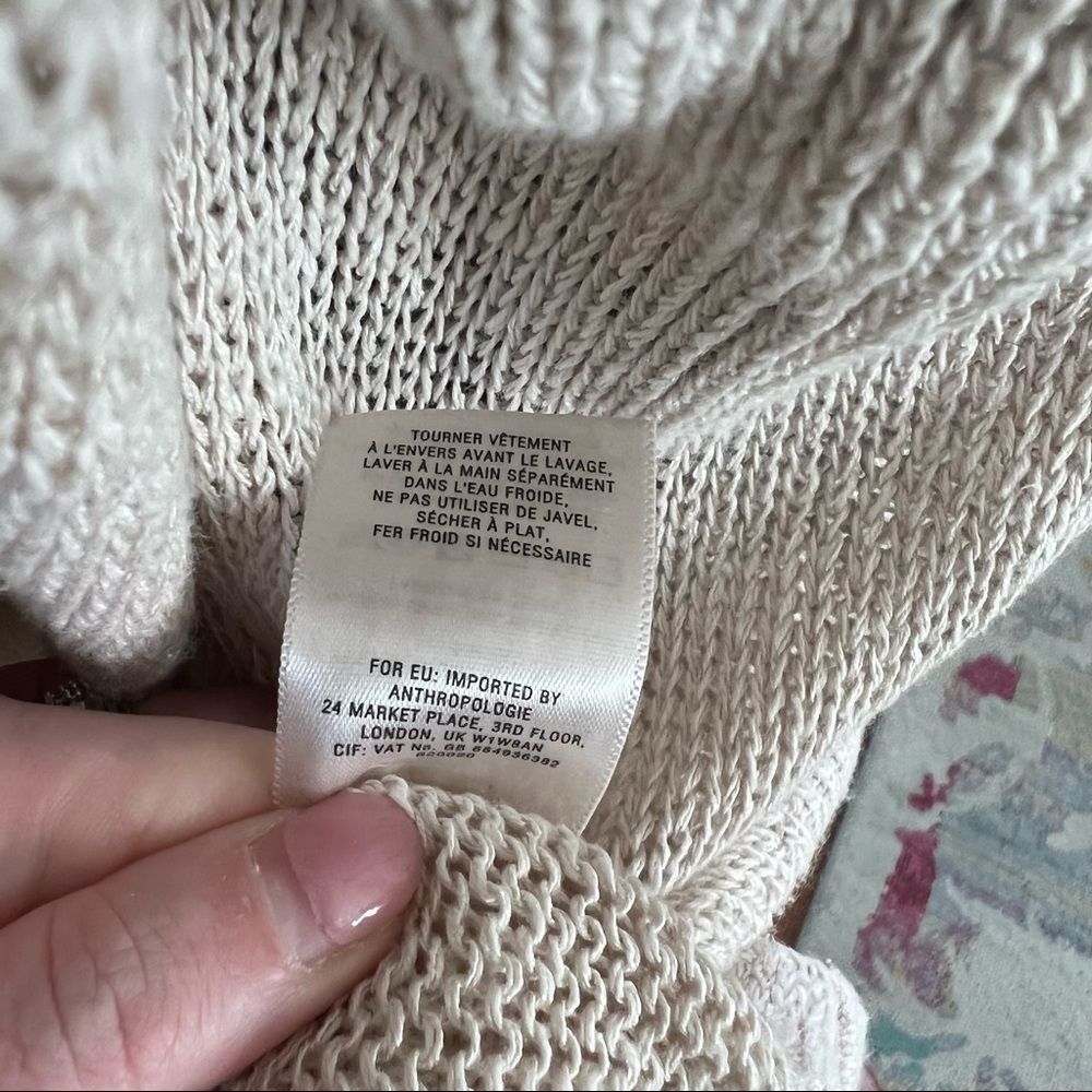 Anthropologie Linen Blend Sparrow Sweater Oatmeal XS Large knit - Picture 11 of 14